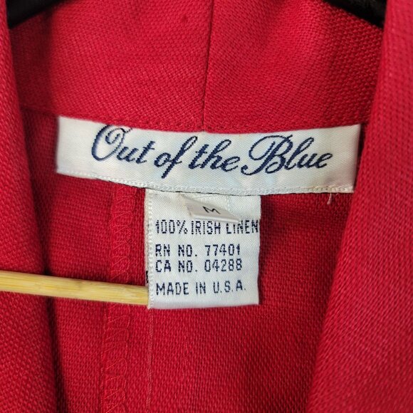 Out Of The Blue Vintage Red Linen Sleeveless Button-Up Vest Medium Made In USA - Picture 2 of 11